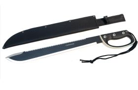 25" Black Machete Sword Hard Plastic Handle with Black Sheath