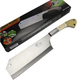 TheBoneEdge 12" Cleaver Stainless Steel Full Tang ButcherKnife Pearl Handle