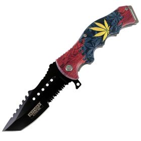 Defender-Xtreme 8.5" Leaf Tactical Spring Assisted Folding Knife Stainless Steel 