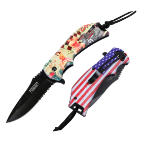 Defender-Xtreme American Vintage 8.5" Spring Assisted Folding Knife 3CR13 Steel