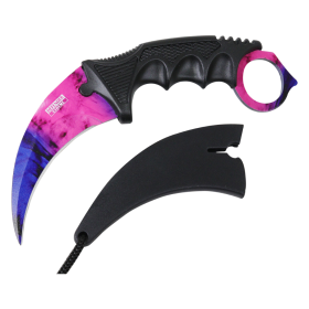 Defender-Xtreme Karambit Pink/Blue Blade Hunting Knife 3CR13 Stainless Steel New