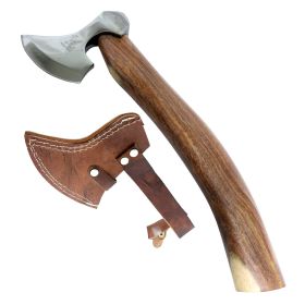 TheBoneEdge 12.5" Hunting Axe Wood Handle Stainless Steel Dark Wood With Sheath