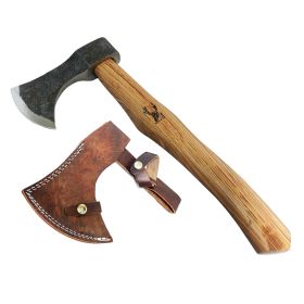 TheBoneEdge 15" Hunting Axe Light Brown Wood Handle Stainless Steel With Sheath