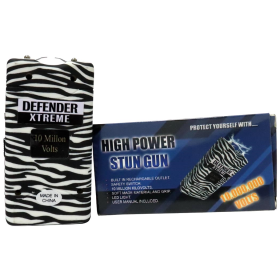 Defender-Xtreme High Power 10 M Zebra Stun Gun Built-In Flash Light Self Defence