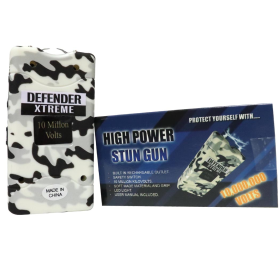 Defender-Xtreme 10 M White Camouflage Stun Gun Built-In Flash Light Self Defence