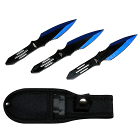 Defender-Xtreme5.5" Black & Blue Throwing Knives  Set of 3