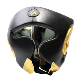 Last Punch Black & Gold Heavy Duty Cheek Protection Training Boxing Headgear