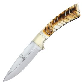 TheBoneEdge 8" Full Tang Horn Handle Hand Made Hunting Knife With Sheath