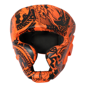 Last Punch 3D Printed Orange & Black Heavy Duty Cheek Protection Training Boxing Headgear