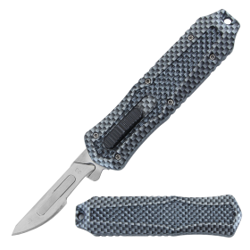 Defender 5.5" Metal Handle Fiber Pattern Replaceable Blade Folding Scalpel Knife With Blades