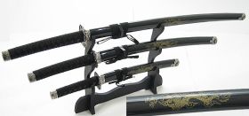 3 Pc Japanese Samurai Katana Sword Set Ninja