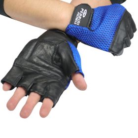 Leather Gloves Blue Color