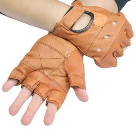 Light Brown Leather Finger Less Gloves