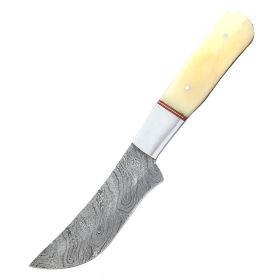 8.5" Damascus Skinner Knife Bone Handle Series Full Tang