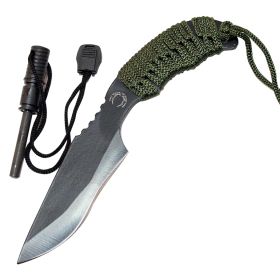 7"  Hunting Knife Black Tactical Carbon Steel Blade