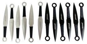 12pc Black & Silver Throwing Knives Set 