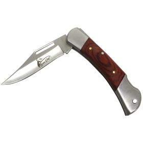 6.5" Heavy Duty Metal With Wood Handle Folding Knife