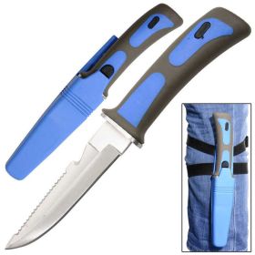 9" Heavy Duty Blue Sawtail Drop Point Diving Swimming Scuba Knife