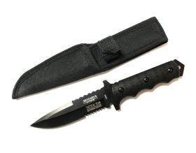 9" Defender Xtreme Tactical Team All Black Hunting Knife with Sheath 