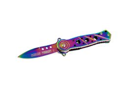 6" Defender Xtreme Multi Color Folding Spring Assisted Knife 