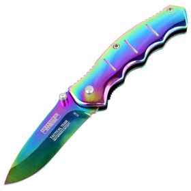 6.25" Defender Xtreme Multi Color Folding Spring Assisted Knife 