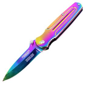 6.5" Defender Xtreme Multi Color Folding Spring Assisted Knife 