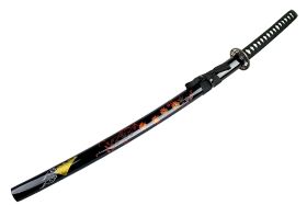 40.5" Black Collectible Katana Samurai Sword With Red Flower Design 