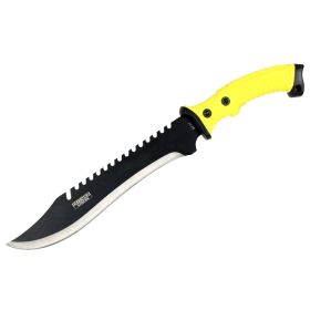 16" Defender Xtreme Full Tang Hunting Knife with Black/Yellow Rubber Handle