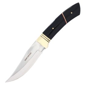 8.5" Huntdown Full Tang Knife with Black Bone Handle & Leather Sheath