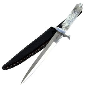 Defender Xtreme 12.5" Crystal Handle Stainless Steel Hunting Knife With Leather Sheath