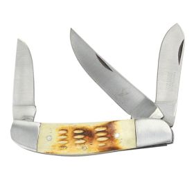 7" The Bone Edge Practical Tri-Blade Pocket Knife