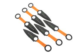 Zomb War 6 Pc Throwing Knife set Black Color With sheath and Orange Cord