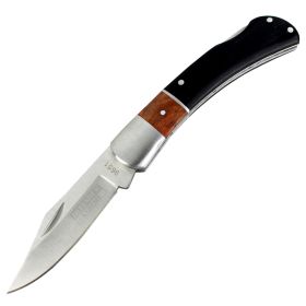 Defender-Xtreme 7" Black & Brown Folding Knife Wood Handle