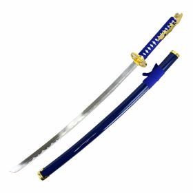 Defender 38" Carbon Steel Samurai Sword Blue Fabric Wrapped Scabbard Dull Blade