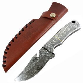 TheBoneEdge 7" Fish Hook Damascus Blade Hunting Survival Tactical Knife