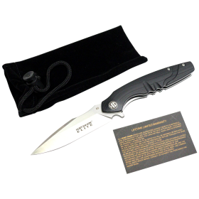 Hunt-Down 8" Black G10 Handle Ball Bearing Folding Knife D2 Steel With Box