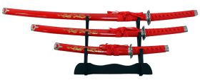 3 Pc Japanese Samurai Katana Sword Set Ninja