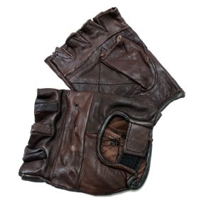 Brown Leather Finger Less Gloves