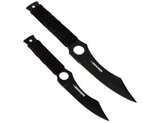 Set of 2 Black 8.5" & 6.5" Throwing Knives With Sheath 