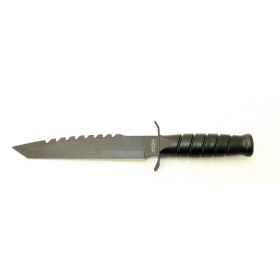 Black Serrated Hunting Knife W/Sheath