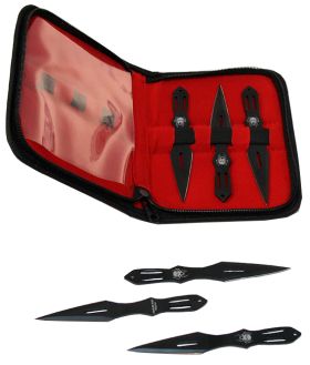 Set Of 6 Black 5.5" Throwing Knives With Carrying Case