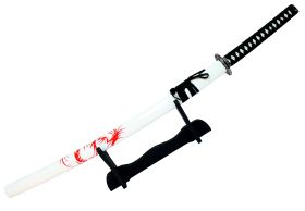 40.5" White Collectible Samurai Sword Ninja with Stand