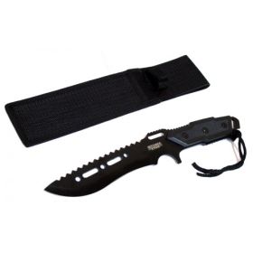 Full Tang 12" Black Blade Combat Ready Hunting Knife With Sheath 