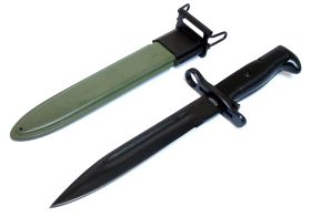 Hunt-Down 12" Black M1 1943 OL US Rifle Bayonet with Green Sheath