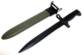 Hunt-Down 14" Black M1 1943 OL US Rifle Bayonet with Green Sheath