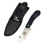 6" Black Color Eagle Pattern Handle Gut Hook Blade Hunting Knife With Nylon Sheath