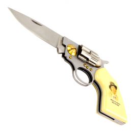 Billy The Kid 7.5 Gun Folding Knife Stainless Steel Revoler Style