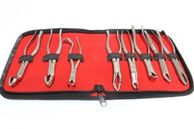 8 Pc Set of Dental Extracting Forceps With Velvet Pouch