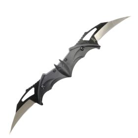 Bat Pattern Handle Double Blade Folding Knife Black Blade