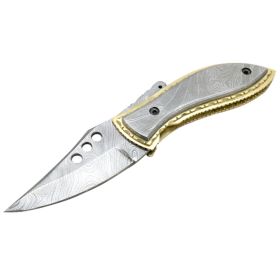 TheBoneEdge 7" Damascus Blade and Handle Folding Knife Handmade with Sheath New